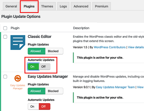 Automatic Updates Option for Specific Plugins