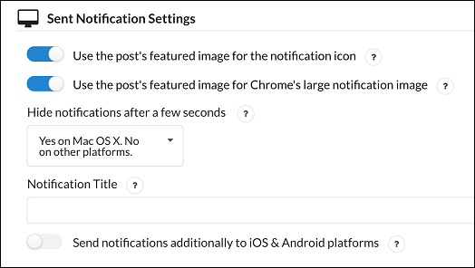 Sent Notifications Settings in OneSignal