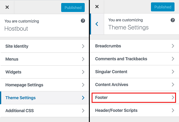 Theme Footer Settings in WordPress